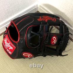 Rawlings Japan Glove Heart of the Hide Infielder RHT 11.5 Metallic Black/Scarlet