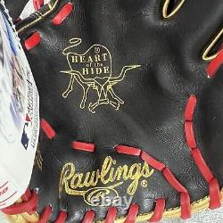 Rawlings RHT Glove Wing Tip Heart of the Hide 11.5 PROR204W-2BG Black Gold Red