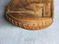 Vintage Rawlings RL1 Catchers Mitt Heart Of The Hide Johnny Bench Good Condition