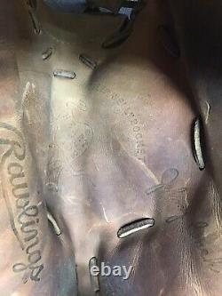 Vintage Rawlings RL1 Catchers Mitt Heart Of The Hide Johnny Bench Good Condition